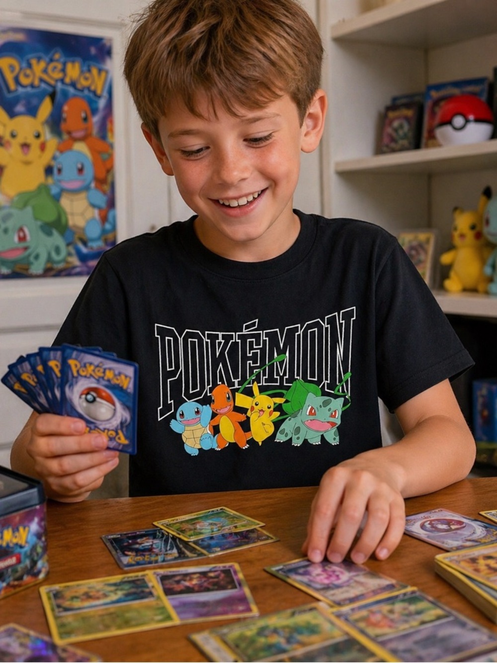 Pokemon Graphic T Shirt Kids Size 9/10 Pikachu Charmander Bulbasaur Squirtle